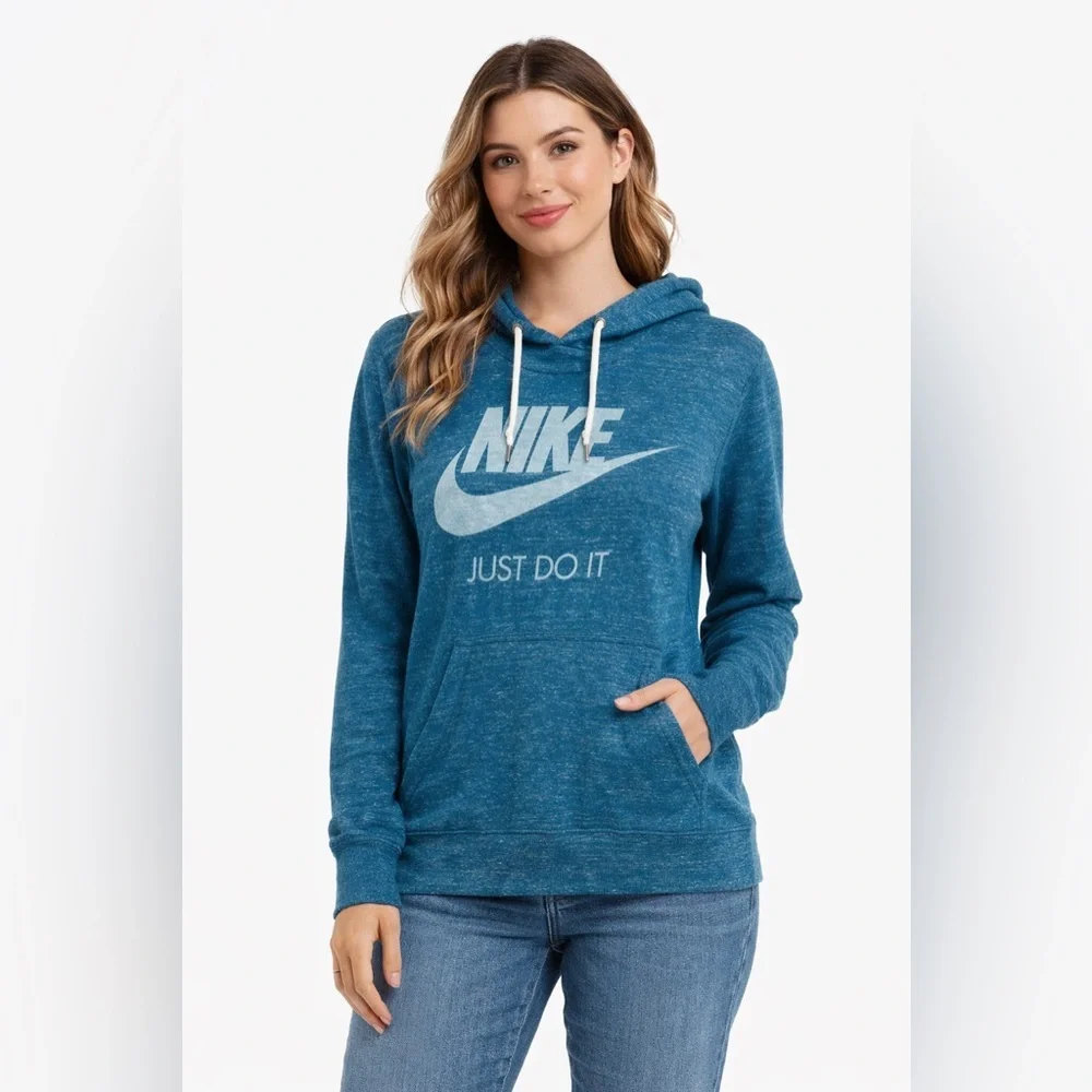 Nike Just Do‎ It Logo Blue High Neck Hoodie Sweatshirt